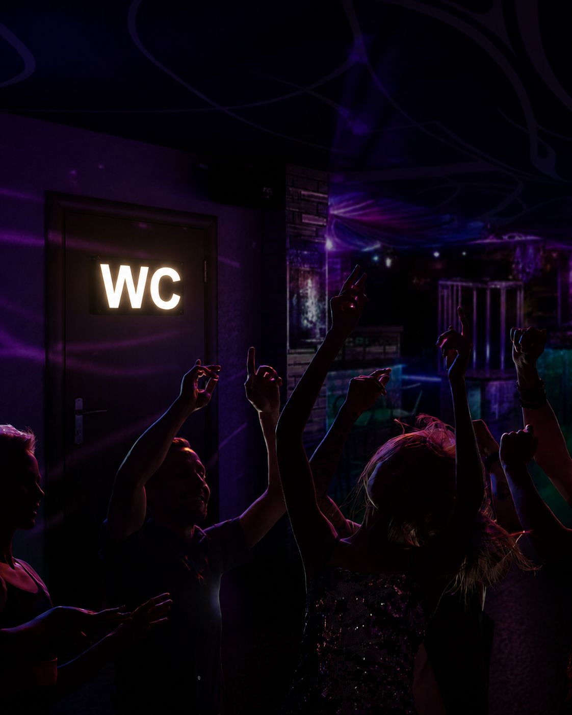 WC - светеща табела